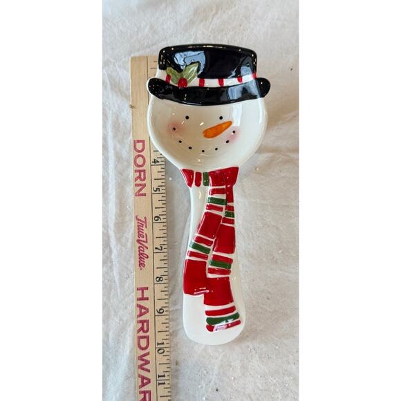 Ceramic Snowman Holiday Christmas Spoon Rest 10” NWOT - Picture 3 of 4